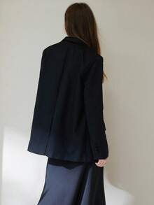 Aveloria Modichic 女士通勤时尚天鹅绒亮片拼接宽松双排扣西装外套，优雅高端休闲外套