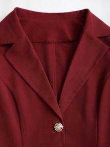 Sweetra Áo khoác Blazer nữ cao cấp thiết kế màu đỏ Pháp cổ điển, thời trang thu đông cao cấp, thắt eo thanh lịch, gợi cảm, đa năng, chất lượng cao - Màu Đỏ Sâu - Xem 5