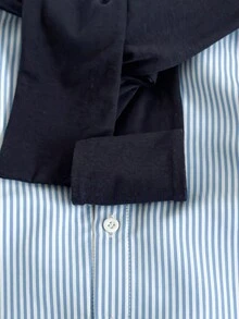 PrepCrw 男童学院风蓝色条纹衬衫和斗篷套装 - 藍白色 - 查看 4