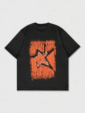 Street Life T-shirt a maniche corte da uomo con stampa a stelle, adatta per uso quotidiano, primavera/estate, stile anni 2000