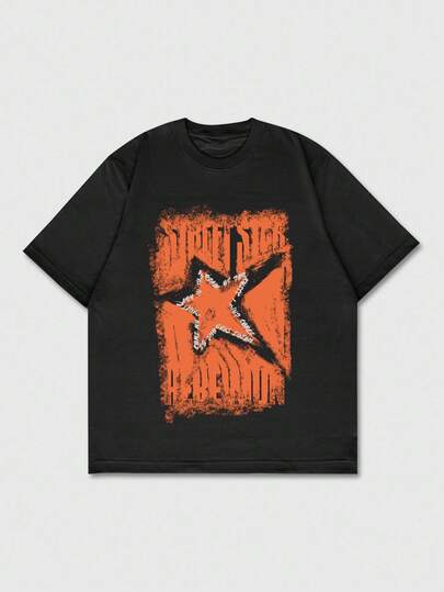 Street Life T-shirt à manches courtes imprimé étoiles pour hommes, convient pour le port quotidien, printemps/été, style années 2000