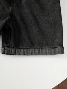 2件套小男孩恐龙3D压花T恤和牛仔短裤套装 - 白色 - 查看 8