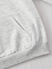 Sparklyn Teen Girl Casual Fashionable Cute Pink Floral Embroidered Sweatshirt Fall Winter - Grey - View 7