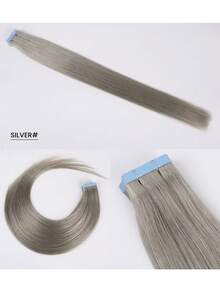 20 件 50 克胶带接发，100% 真人发丝接发，适用于沙龙，丝滑无缝隐形，隐形胶带银灰色，适用于稀疏头发女性，自然外观，顶级沙龙品质，返校季、节日购物季，可重复使用，适用于细发或稀疏头发，增加发量 - SSilver - 查看 4