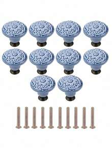 10 件抽屉把手，极具吸引力的橱柜旋钮拉手简约手柄，不锈钢陶瓷厨柜复古把手，橱柜浴室现代门把手，厨房创意抽屉家具五金 - 彩色 - 查看 18