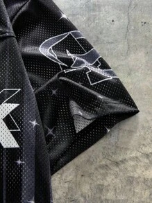 AXEPEAK 男士针织休闲宽松短袖T恤 - 黑色 - 查看 4