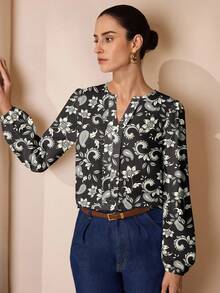 Shutterstock Glamance Women's Office Casual Blouse, Suitable For Autumn And Winter Paisley Blouse Floral Blouse Women Work Tops - Multicolor - View 5