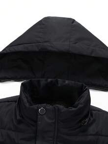 Manfinity Homme Men Solid Color Thermal Lined Full Zip Hooded Padded Coat, Winter Winter Men Puffer Men Winter Coats Winter Coats, For Fall