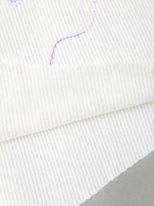Sweetra Áo len dệt kim ôm sát vai chéo lệch vai màu tím in họa tiết hoa bất đối xứng viền lệch mới - trắng - Xem 3