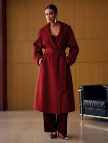 MOTF PREMIUM WOOL BELTED OVERCOAT, AUTUMN/WINTER - Red - View 6