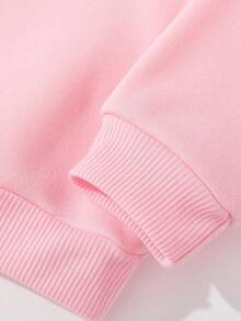 SHEIN Tween Girl' Pink Long Sleeve Hooded Sweatshirt, Casual Fashion Creative Simple Slogan Graphic Print, Basic Round Neck Sweatshirt Pink Sweatshirts For Tween Girl Tween Girl Pink Sweatshirt Slay All Day Sweatshirt Teen Sweatshirts Tween Girl Sweatshirts Tween Girl Pink Sweatshirts Fall Winter - Pink - View 4