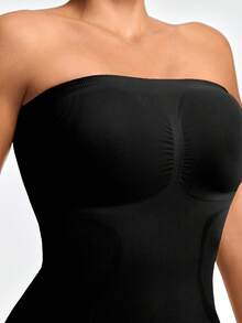 SHAPORA Women's Solid Color Seamless Bodysuit Jumpsuit - Black - View 5