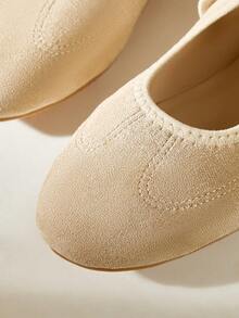 CUCCOO EASI Apricot Faux Suede Lace-Up Comfortable Ballet Flats - Apricot - View 9