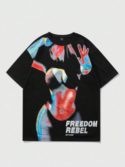 Goth Herren Retro Amerikanisch Gotik Wärmeempfindlicher Farbverlauf Muster Kurzarm T-Shirt, geeignet für lässigen Alltag, Frühling/Sommer, Halloween