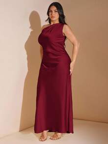 SHEIN BAE Váy maxi buộc dây hở lưng hở một bên vai màu vàng trơn gợi cảm tối giản cho nữ, phù hợp cho tiệc tùng, tiệc cocktail, dịp trang trọng, váy phù dâu, váy ngắn sinh nhật - Màu Đỏ Sâu - Xem 6