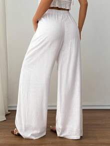 SHEIN PETITE Quần dài vải lanh trắng lưng thấp, Quần dài đi biển nghỉ dưỡng, Phiên bản nhỏ nhắn. Đi chơi, Quần sang trọng cho nữ, Ở nhà, Thường ngày, Thanh lịch, Đi làm, Đa năng, Nâng cấp chất lượng cao, Cá nhân hóa, Thích hợp cho các bữa tiệc, Đi làm, Gặp gỡ khách hàng và nhiều bối cảnh khác, Phong cách quý tộc, Cảm giác của ông chủ, Phong cách vợ gangster, Mùa thu dành cho phụ nữ, Quần ống rộng màu trắng cho nữ, Quần đi chơi, Quần vải lanh trắng cho nữ - trắng - Xem 2