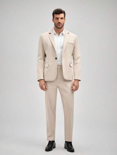 Officeau 男士春秋季休闲西装套装，包含西装外套和西裤，正式商务风，经典老派西装搭配西裤，春夏皆宜。