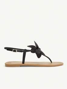 CUCCOO CHICEST Sandálias Rasteiras Femininas com Alça Floral e Bico Redondo, Elegantes, Doces, Casuais e Confortáveis, em Couro Sintético Preto, Sapatos Rasteiros de Praia para Mulheres, Adequados para Chá da Tarde, Encontros, Festas, Férias, Praia, Halloween - Preto - Visão 9