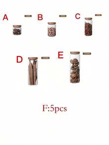 1 件木盖玻璃密封罐厨房储物瓶罐密封食品容器茶咖啡豆谷物糖果罐收纳盒，玻璃瓶，房间装饰，斋月装饰，家居装饰，浴室装饰 - 無色 - 查看 14