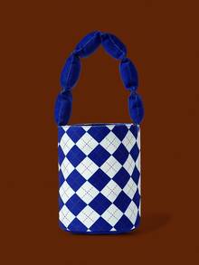 HARRY POTTER X SHEIN Women's Geometric & Eagle Pattern Blue Fashion Top Handle Bag - Blue - View 3