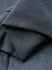 DAZY Herren Thermofutter Kurz-Hoodie mit Buchstaben-Stickerei, Streetwear Stil, Herbst/Winter - Blau - Übersicht 8