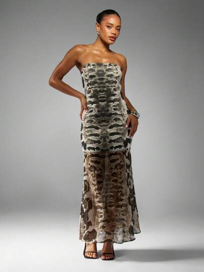 sheer snake print dress Wild Heat Snake Print Dress