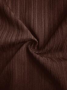 SHEIN 孕妇休闲纯色松紧腰裤，秋季 - 咖啡棕 - 查看 5