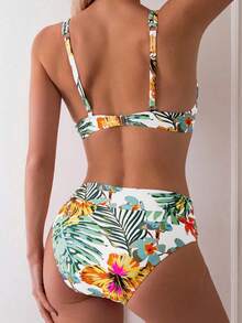 Swim Lushoire Soft Cup Steel Frame Bikini Set, Simple & Fashionable For Summer - Multicolor - View 2