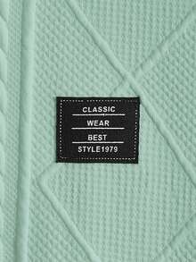 Manfinity VCAY Men's Casual Solid Color Embellished Long Sleeve T-Shirt ,Fall - Green - View 3