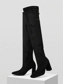 MOTF BOTAS ALTAS NEGRA CON TACÓN GRUESO, QUE ESTILIZAN LA PIERNA - Negro - Ver 7