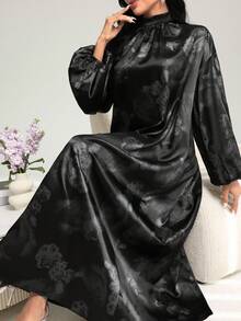 Al Najma Fashionable Floral Sequin & Glitter Print Dress, Suitable For Casual, Evening, Commute And Daily Wear