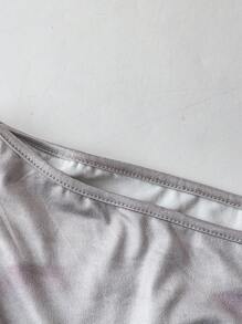 Chiquease Vestido largo ajustado sin mangas con cuello asimétrico con volantes y abertura - Azul - Ver 3