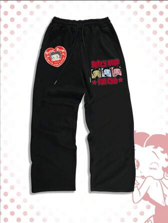 Betty Boop | ROMWE Men's Casual Straight Leg Pants, 4-Season Leisure Sporty Trousers