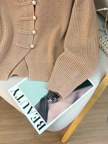 Franclia 女士马球领中国风时尚吉祥纽扣开衫 - 彩色 - 查看 4