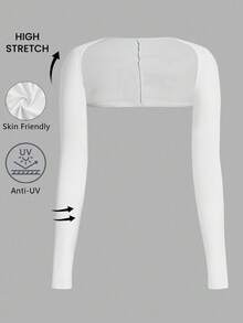 SHEIN EZwear 女款披肩式袖套，帶手指孔，舒適透氣，防紫外線，秋季防曬 - 白色 - 查看 6