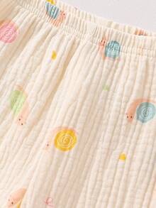 2pcs Baby Girls' Apricot Color Colorful Snail Pattern Lapel Cardigan Long Sleeve & Pants Cotton Pajama Set  Cotton Pajama Set Baby Baby Cotton Clothes Set Baby Pajamas Baby Set Cotton Toddler Cotton Pajamas 6M-3Y Fall Winter