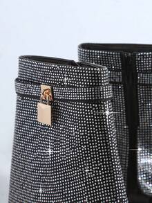 SHUZIA Sandalias botas con diseño de diamante de imitación - Negro - Ver 4