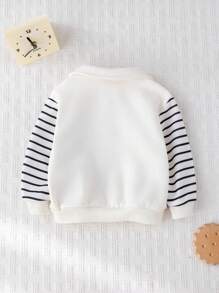 Cozy Pixies Felpa con cappuccio a maniche lunghe per bambino, con colletto a rever, chiusura con chiusura lampo, in maglia morbida, con motivo a strisce e cavallo cartoni animati