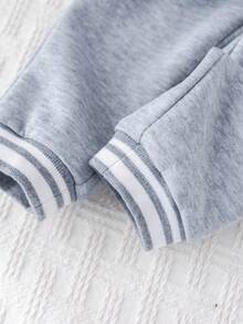 Cozy Pixies 2 件套男婴卡通熊图案保暖内衬圆领运动衫和松紧腰裤套装 - 灰色 - 查看 7