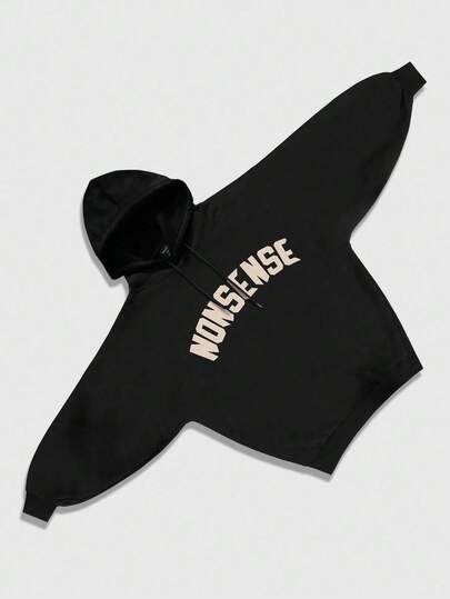 Street Life Men's Letter Print Long Sleeve Drawstring Hooded Casual Sweatshirt, Autumn