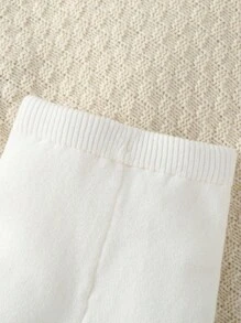 SHEIN 2 件套女婴针织毛衣套装，优雅粉色长袖套头毛衣 + 配套针织裤，舒适的服装适合秋冬季，适合休闲、居家、户外和旅行