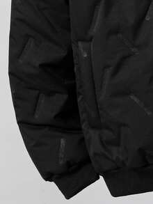 Vacaura Teens' Sherpa Lined Hooded Zip-Up Padded Coat, Fashionable Minimalist Design Suitable For Daily, Outdoor, Commuting Wear Fall Winter - Black - View 3