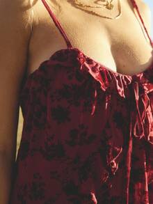 Aralina Summer Winter Ruffle Animal Print Sexy Pink Mini Dress - Red - View 4