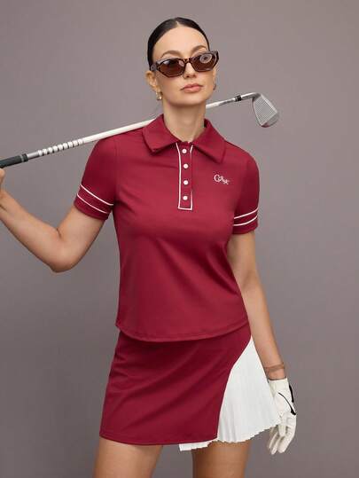 Activina Women's Casual Colorblock Striped Short Sleeve Sports Polo Shirt, Summer