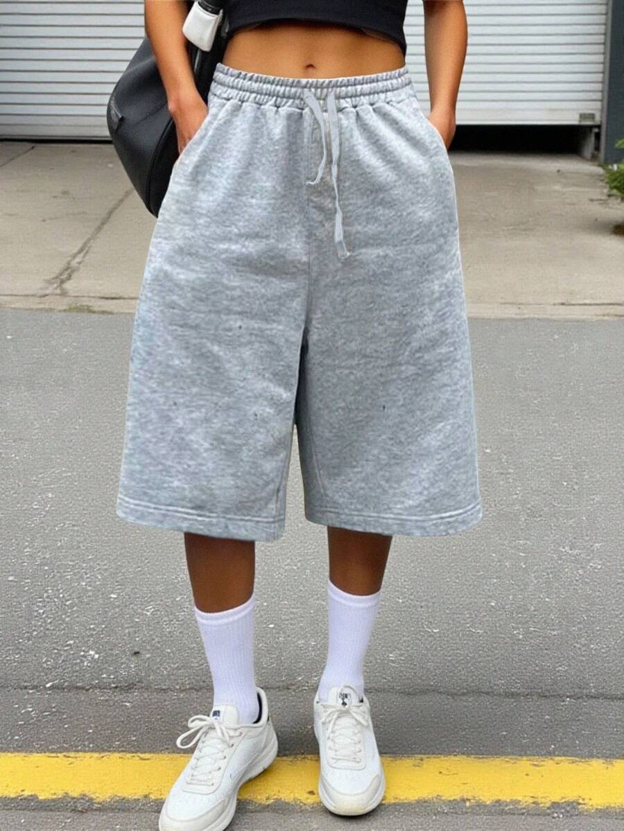 SHEIN 女式新款灰色宽松休闲运动裤 - 淺灰色 - 查看 1