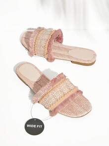 SHUZIA Pink Raffia Strap Slide Sandal - Pink - View 1