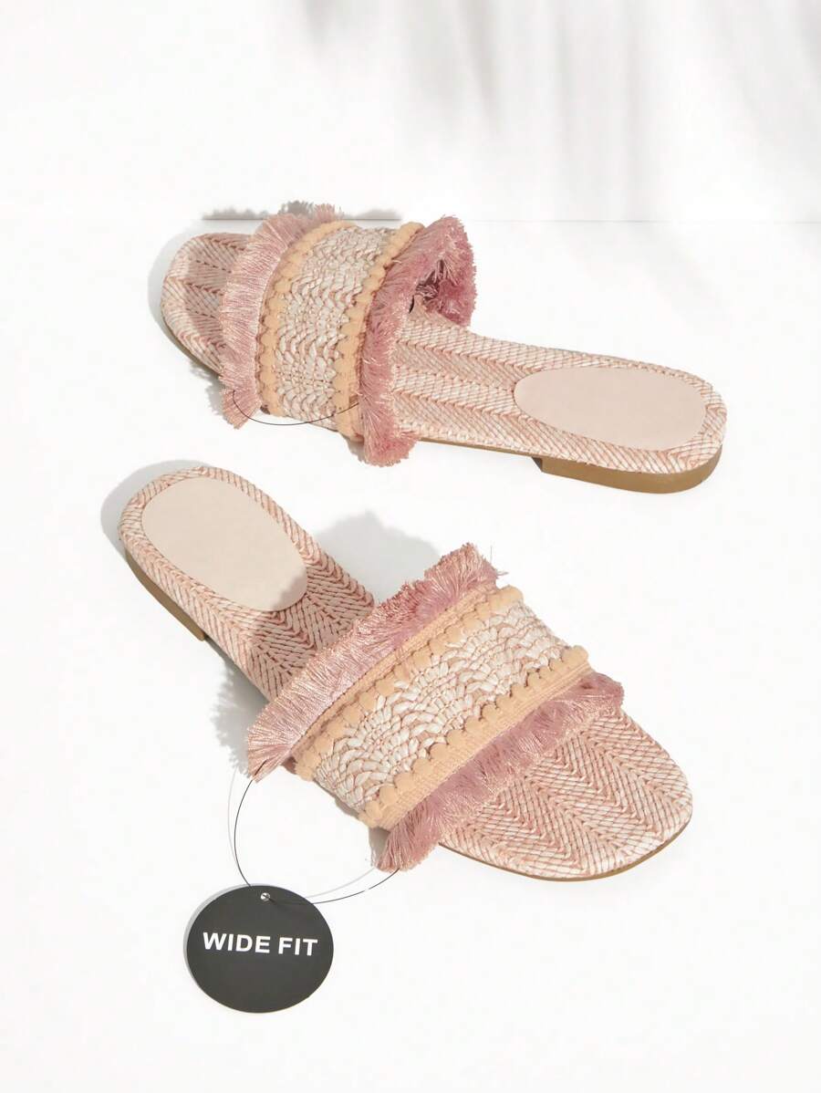 SHUZIA Pink Raffia Strap Slide Sandal - Pink - View 1
