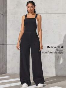 Flexra Casual Loose Pocket Women's Denim Jumpsuit, Suitable For Everyday Wear