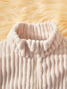 Baby Girl Letter Print Turtleneck Long Sleeve Sweatshirt And Solid Color Sweatpants Casual Outfit - Camel - View 4