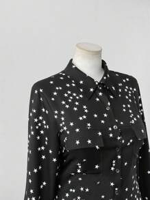 Sunspun Blusa holgada de manga larga con puños acampanados, cintura ceñida, estilo universitario retro francés con estampado a rayas, adecuada para la temporada de regreso a clases, uso diario, citas, fiestas de regreso a clases, vacaciones, talla grande para mujeres - Multicolor - Ver 5